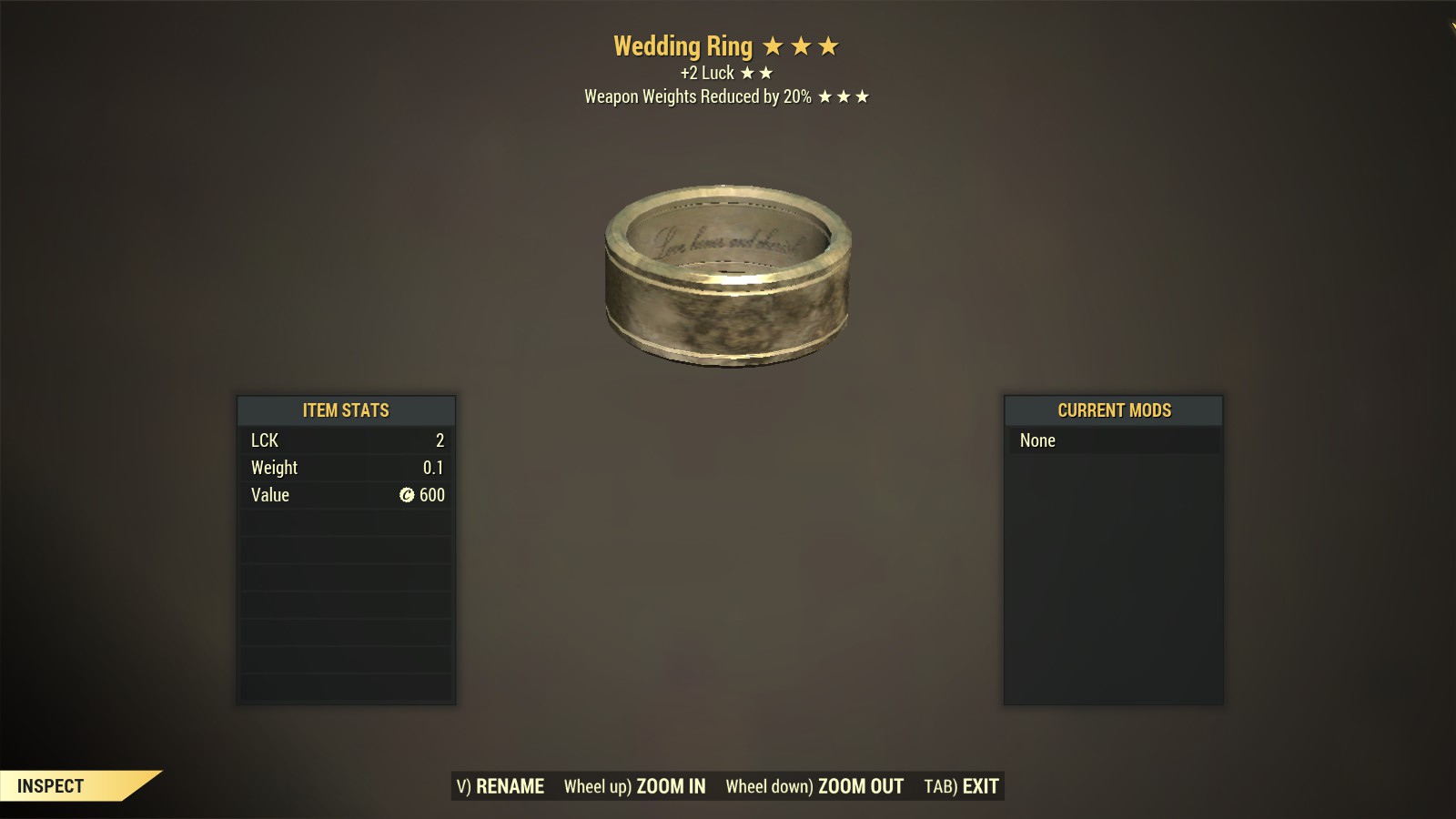 Wedding Ring【+2 Luck & WWR 20%】